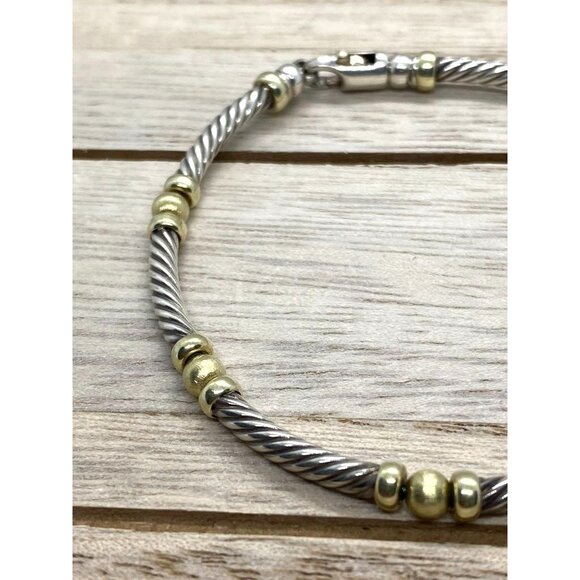 David Yurman Metro Hampton Bracelet 6.75" Sterling Silver 925 14K - Picture 3 of 8